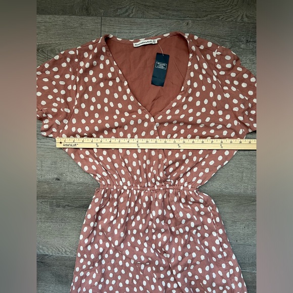 Abercrombie&Fitch Mini Dress|Color:Mauve Pink Polka Dot|Size:Juniors XL T(12-14) - Picture 11 of 16